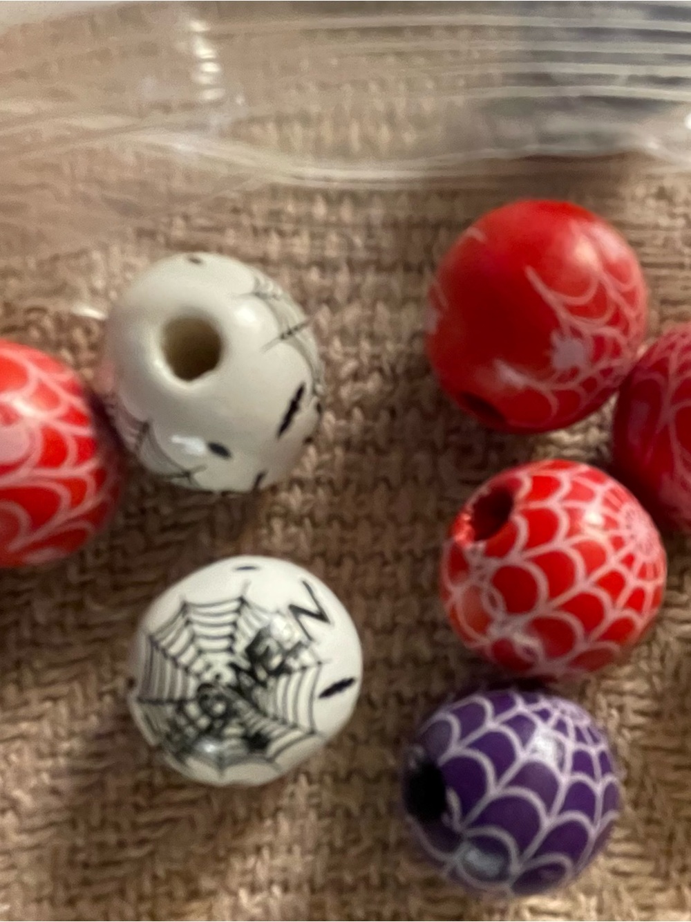 Spiderweb Bead Set – Red, White & Purple